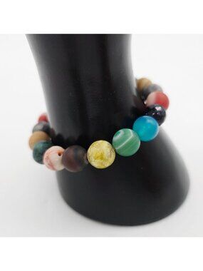 Solar System-Themed Stretch Bracelet Natural Stone Beaded Multicolor Unisex